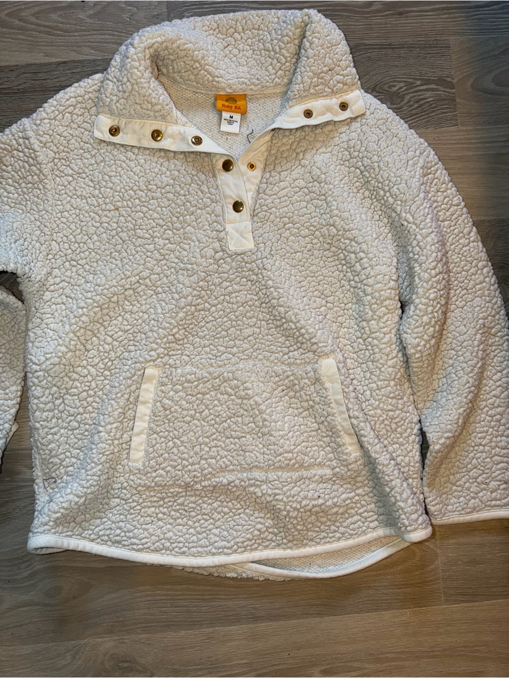 Ruby Rd. Cream Sherpa Snap-Placket Pullover